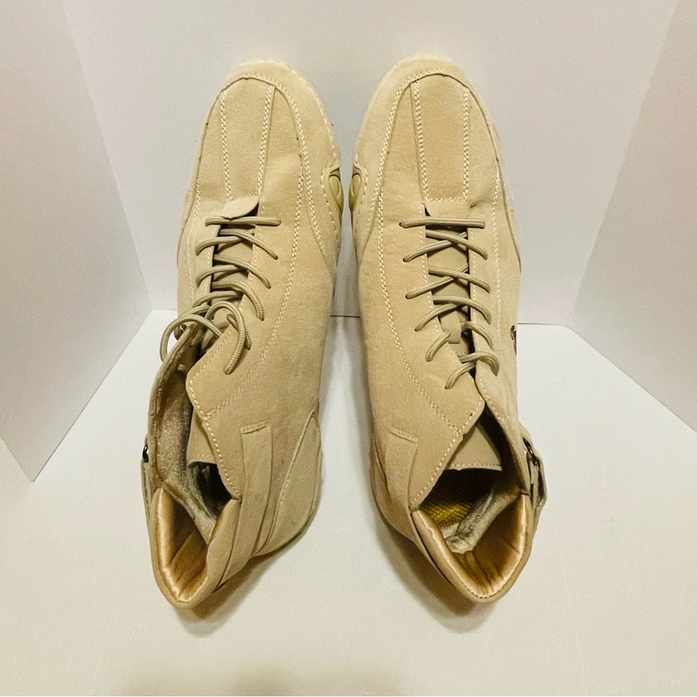 LDECK Mens Sports Casual Leather High Top Beige Shoes SZ Eu 45 NEW